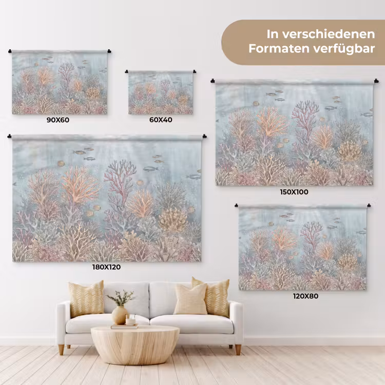 Vis - Koraal - Oceaan - Illustratie - Onderwater Wandkleed katoen klein -tsfeer8_DE