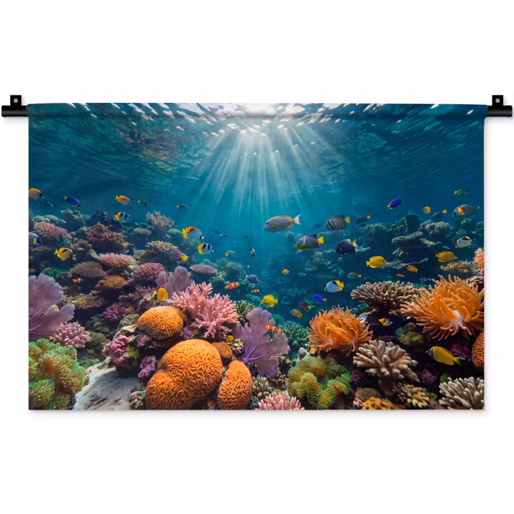 Vis - Koraal - Oceaan - Natuur - Kleurrijk Wandkleed katoen klein -zz3d