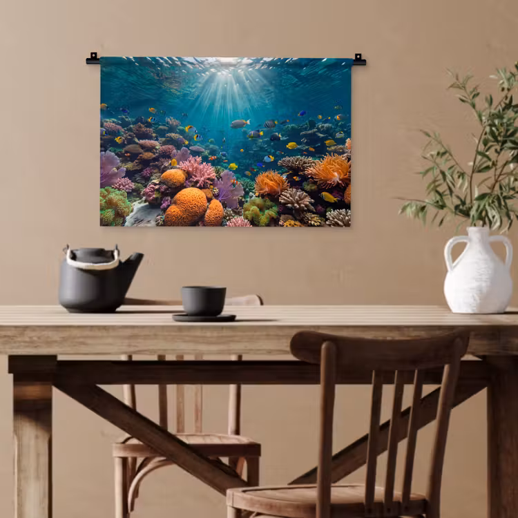 Vis - Koraal - Oceaan - Natuur - Kleurrijk Wandkleed katoen klein -sfeer6