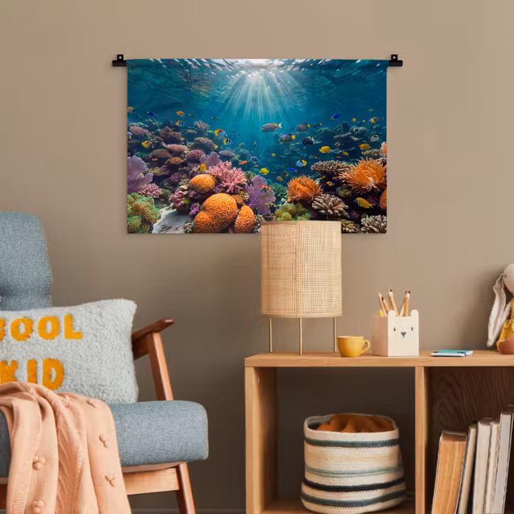 Vis - Koraal - Oceaan - Natuur - Kleurrijk Wandkleed katoen klein -wsfeer4_kind