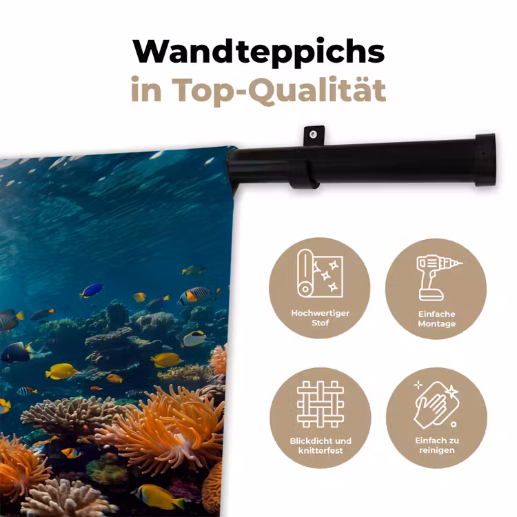Vis - Koraal - Oceaan - Natuur - Kleurrijk Wandkleed katoen klein -tsfeer2_DE