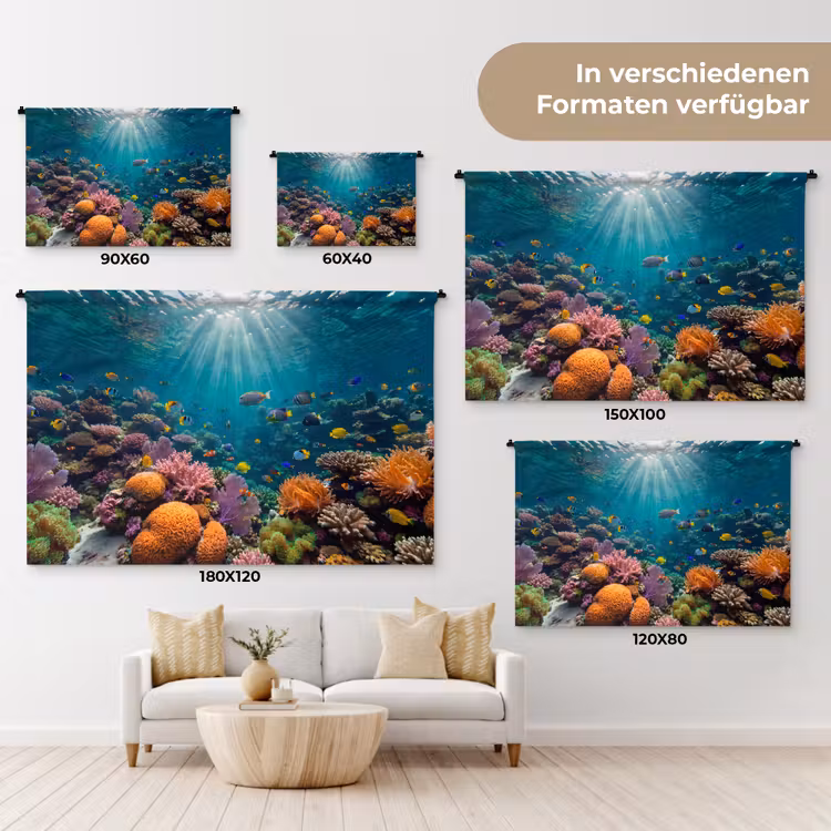 Vis - Koraal - Oceaan - Natuur - Kleurrijk Wandkleed katoen klein -tsfeer8_DE