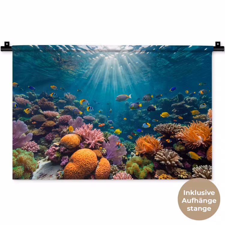 Vis - Koraal - Oceaan - Natuur - Kleurrijk Wandkleed katoen klein -t3d_DE