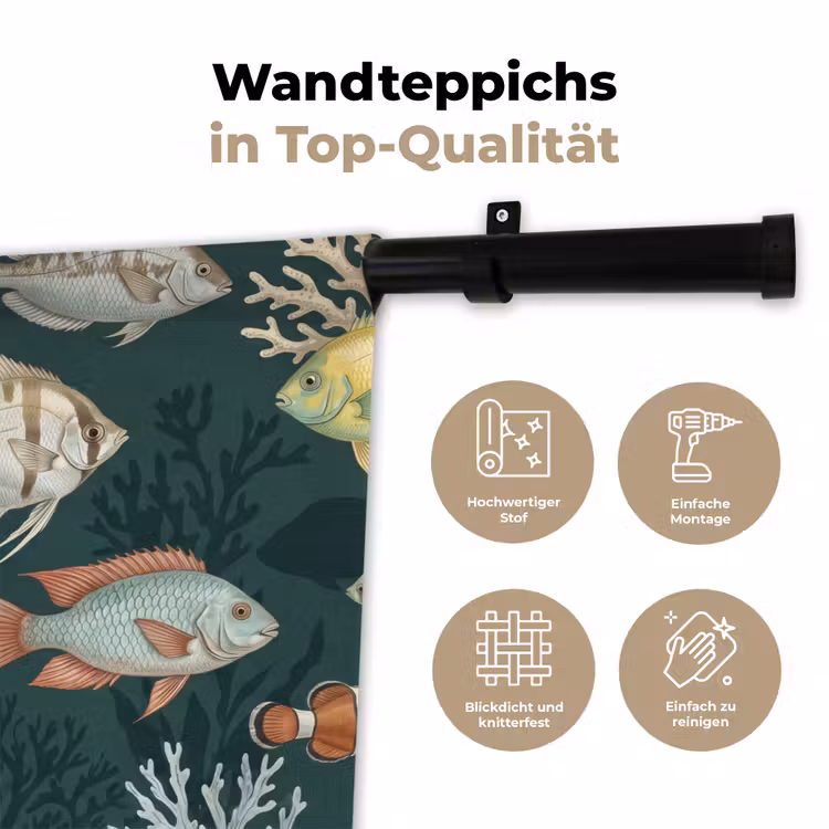 Vis - Koraal - Onderwater - Illustratie Wandkleed katoen klein -tsfeer2_DE