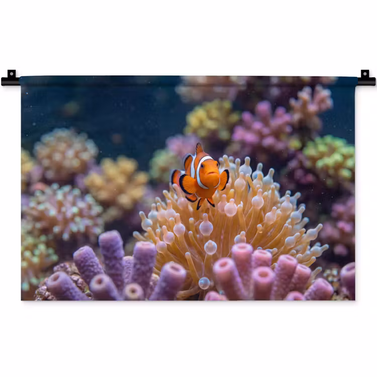 Vis - Koraal - Onderwater - Oranje - Dieren Wandkleed katoen klein -zz3d