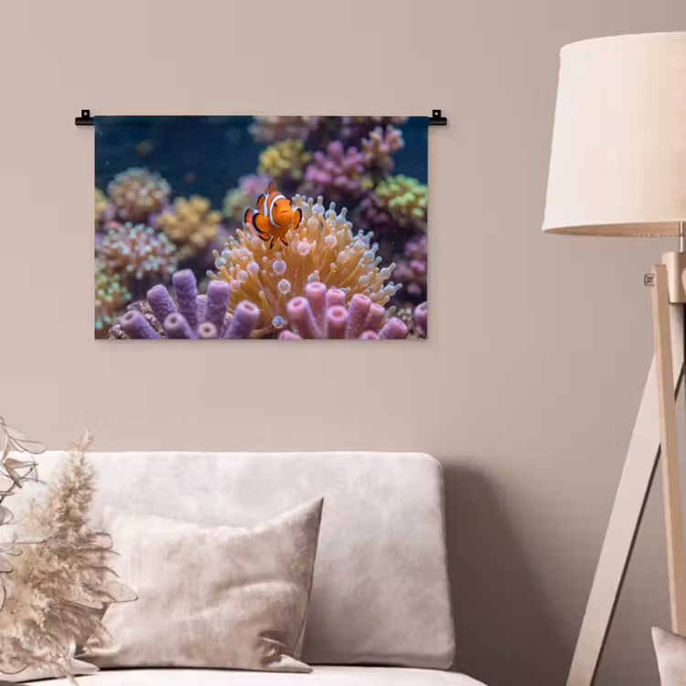 Vis - Koraal - Onderwater - Oranje - Dieren Wandkleed katoen klein -sfeer4