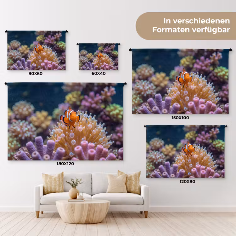 Vis - Koraal - Onderwater - Oranje - Dieren Wandkleed katoen klein -tsfeer8_DE