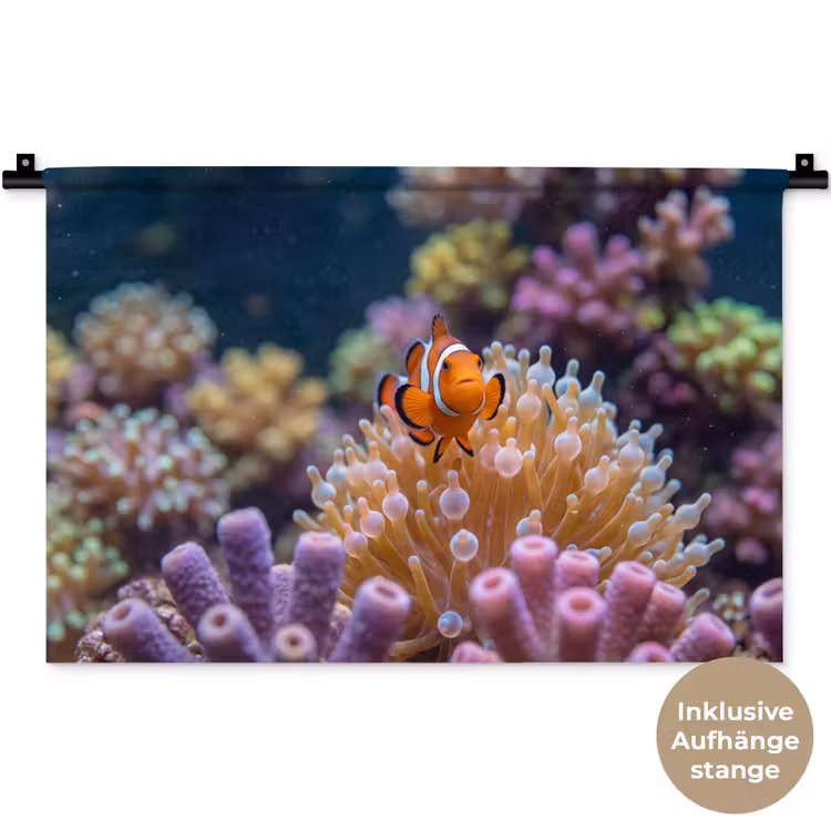 Vis - Koraal - Onderwater - Oranje - Dieren Wandkleed katoen klein -t3d_DE