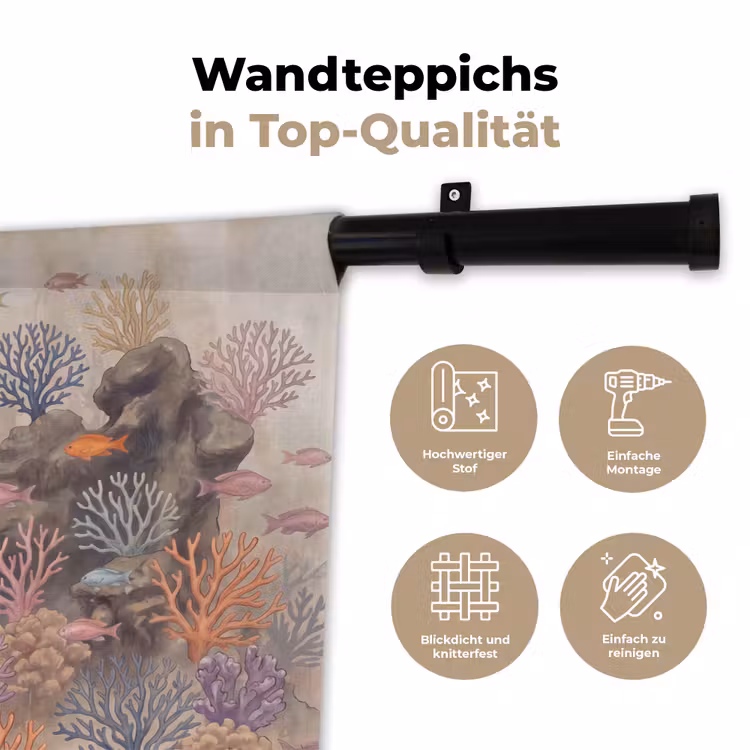 Vis - Koraalrif - Onderwaterwereld - Illustratie Wandkleed katoen klein -tsfeer2_DE