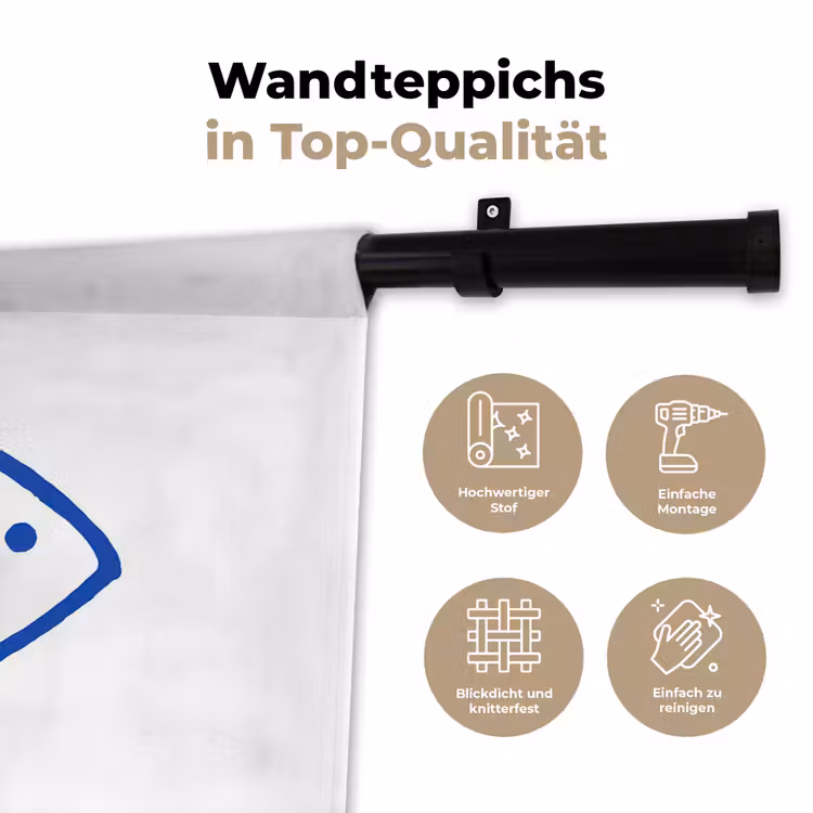 Vis - Minimalistisch - Blauw - Lijn Wandkleed katoen klein -tsfeer2_DE