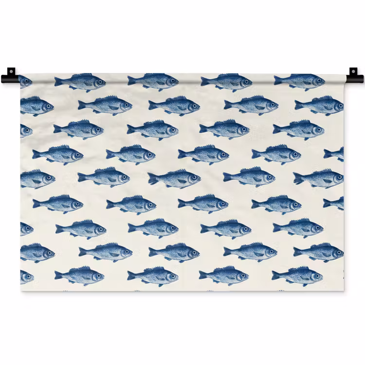 Vis - Patroon - Blauw Wandkleed katoen klein 269 -zz3d