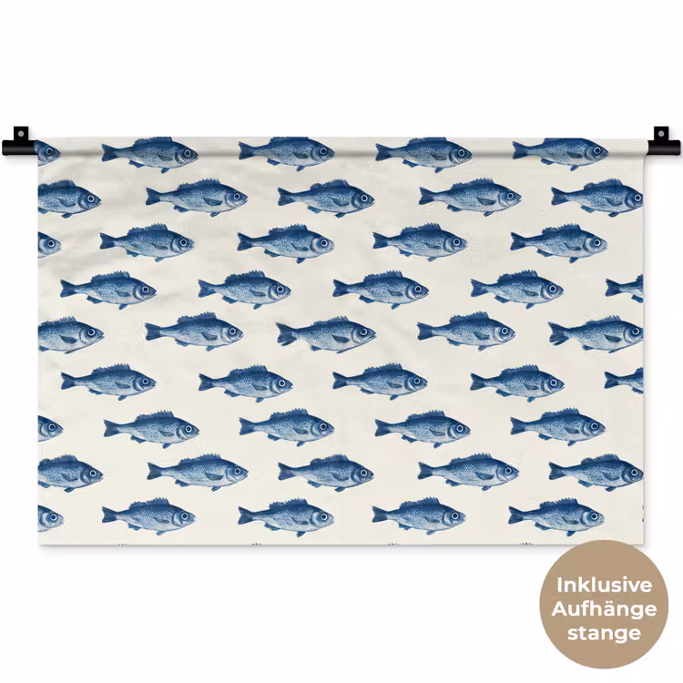 Vis - Patroon - Blauw Wandkleed katoen klein 269 -t3d_DE