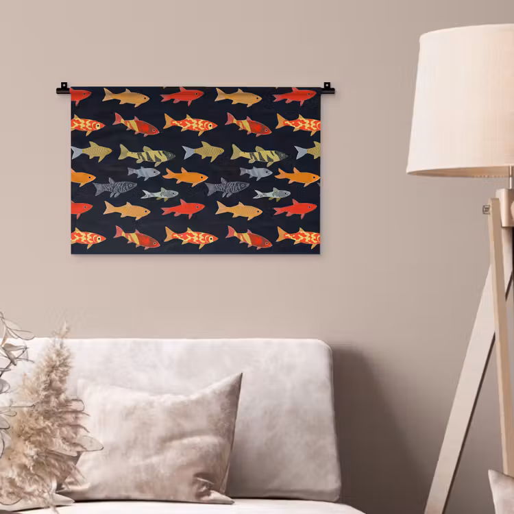 Vissen - Patroon - Kleurrijk Wandkleed katoen klein 269 -sfeer4