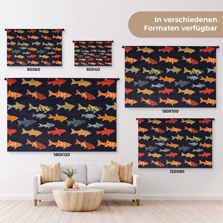 Vissen - Patroon - Kleurrijk Wandkleed katoen klein 269 -tsfeer8_DE