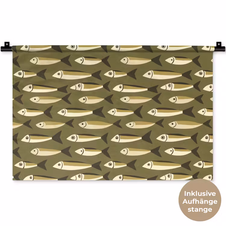 Vis - Patroon - Groen Wandkleed katoen klein 269 -t3d_DE