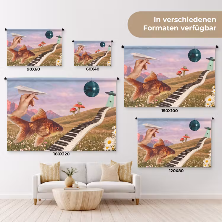 Wandteppich - Fisch – Natur – Abstrakt - Vis - Natuur - Abstract Wandkleed katoen klein