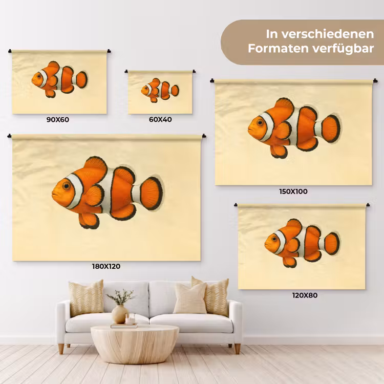 Vis - Oranje - Strepen Wandkleed katoen klein -tsfeer8_DE
