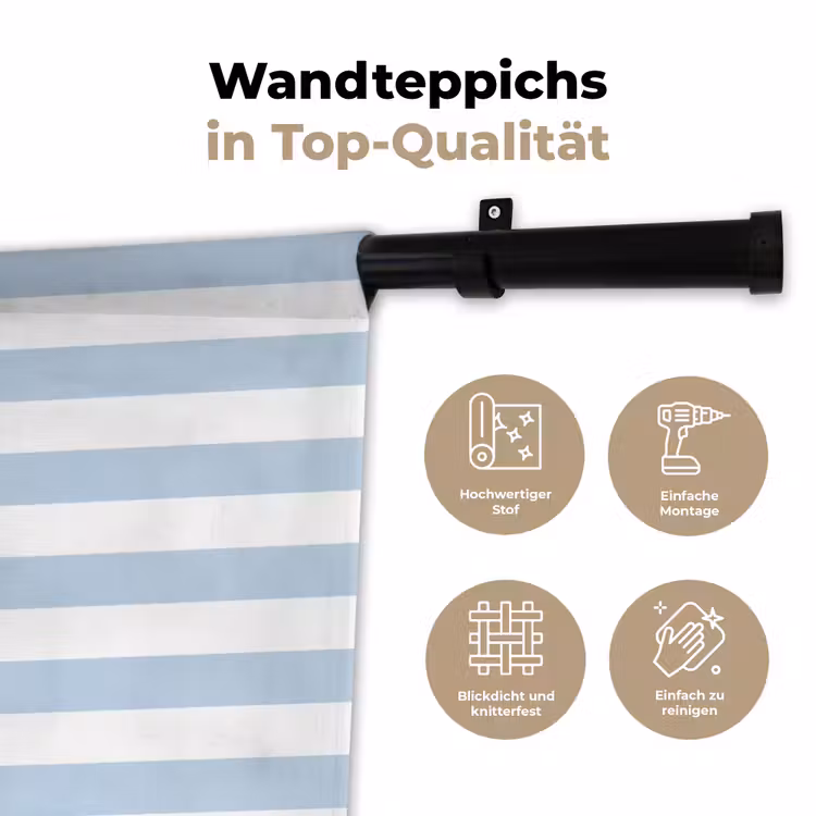 Vis - Oceaan - Illustratie - Blauw - Strepen Wandkleed katoen klein -tsfeer2_DE