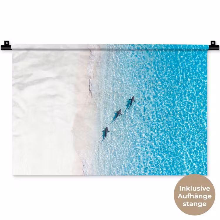 Vis - Oceaan - Strand - Turquoise - Natuur Wandkleed katoen klein -t3d_DE