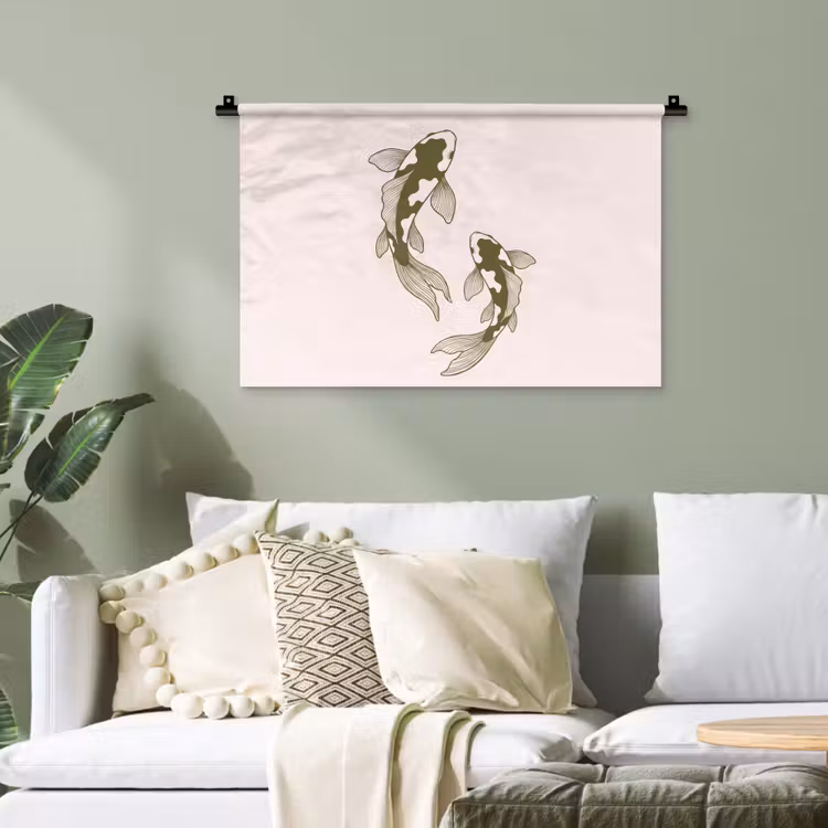 Vis - Zwemmend - Groen - Abstract - Dieren Wandkleed katoen klein -sfeer7