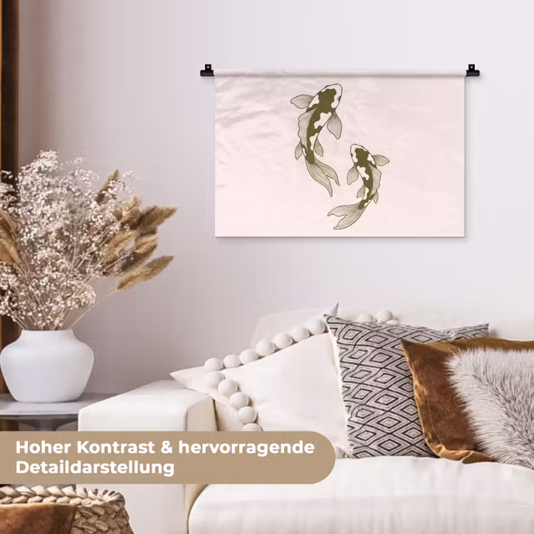 Vis - Zwemmend - Groen - Abstract - Dieren Wandkleed katoen klein -tsfeer1_DE