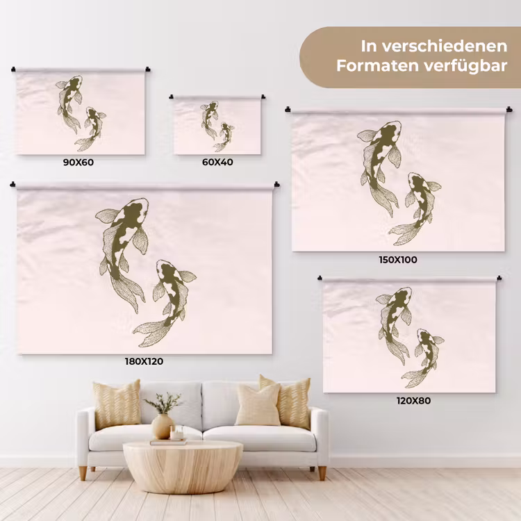 Vis - Zwemmend - Groen - Abstract - Dieren Wandkleed katoen klein -tsfeer8_DE