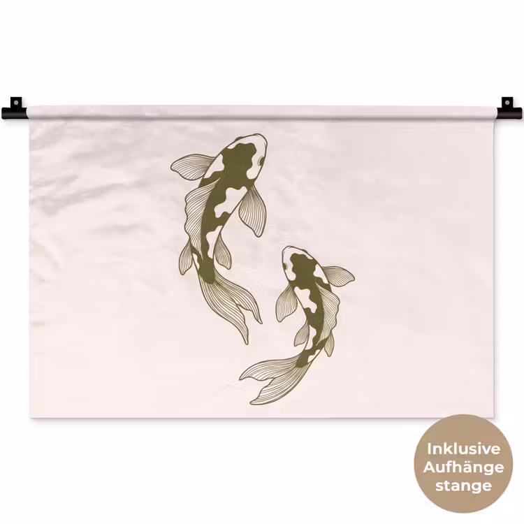Vis - Zwemmend - Groen - Abstract - Dieren Wandkleed katoen klein -t3d_DE