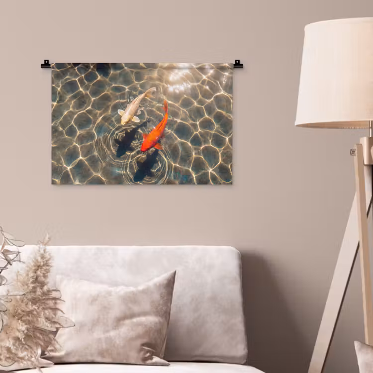 Vis - Water - Dieren - Oranje - Goud Wandkleed katoen klein -sfeer4