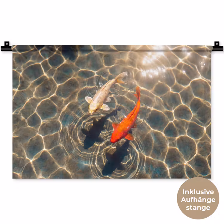 Vis - Water - Dieren - Oranje - Goud Wandkleed katoen klein -t3d_DE