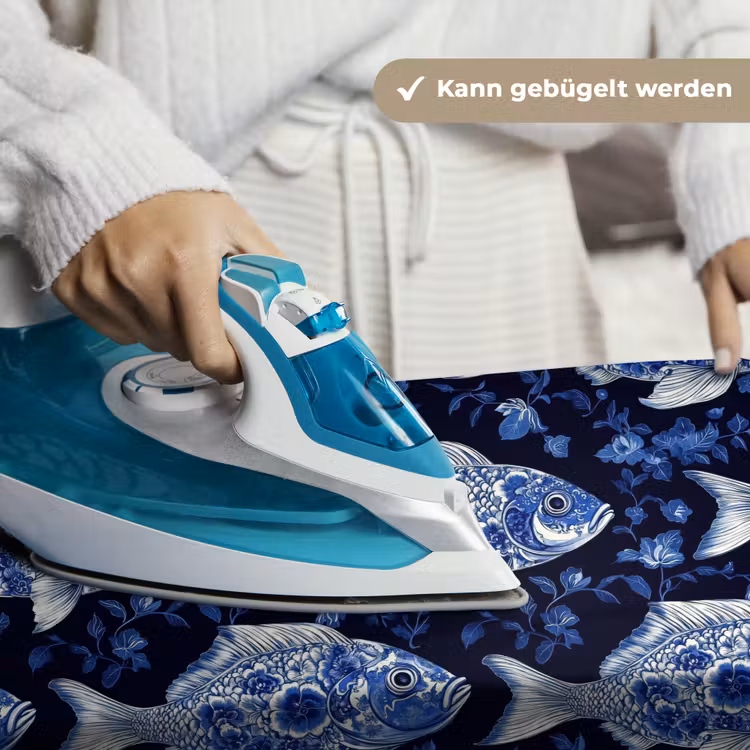 Vissen - Bloemen - Blauw Wandkleed katoen klein 269 -tsfeer9_DE