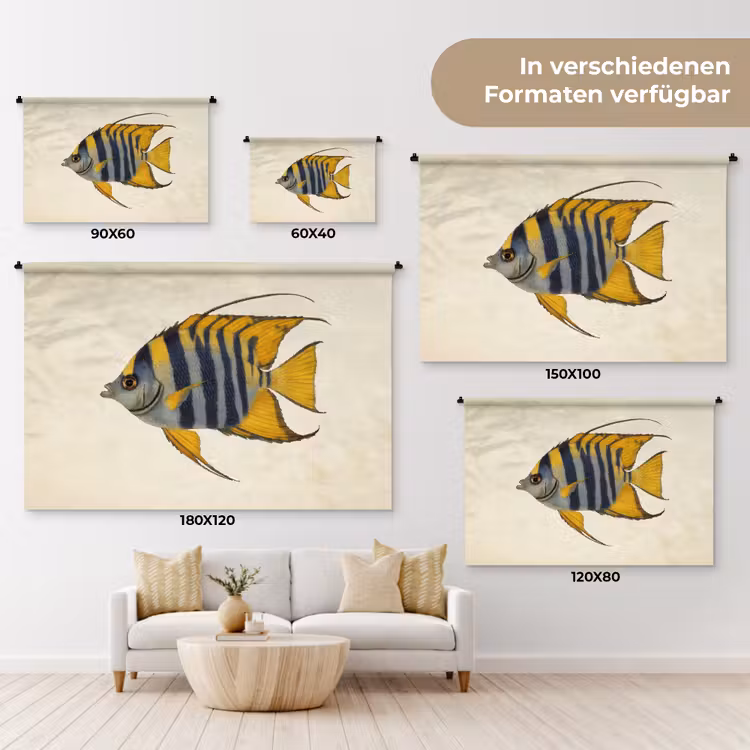 Vis - Sierlijk - Vinnen - Illustratie Wandkleed katoen klein -tsfeer8_DE