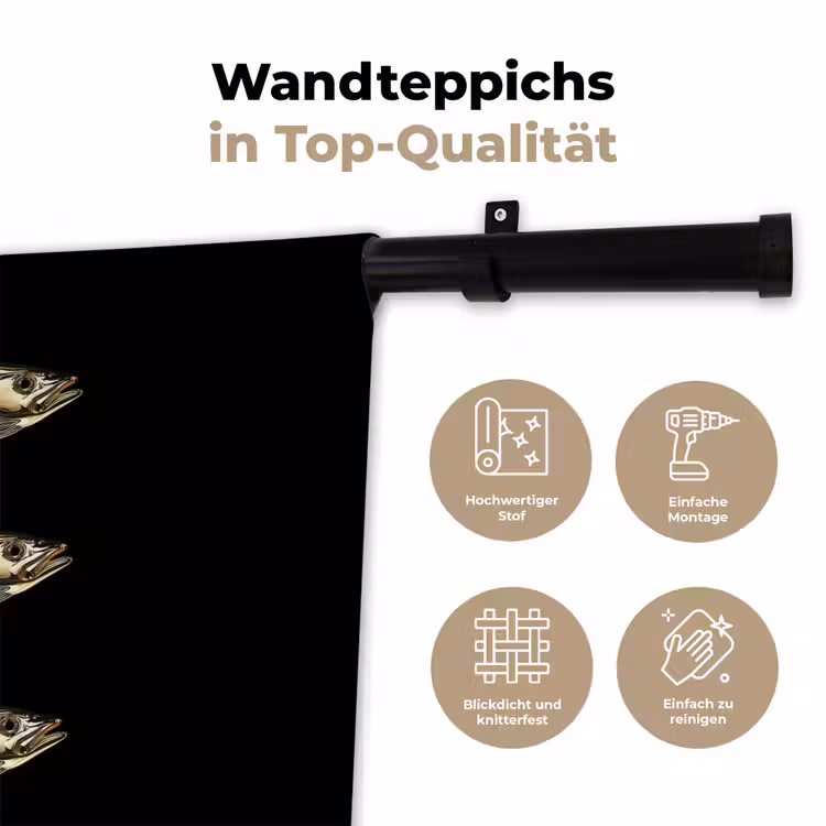 Vissen - Goud - Zwart Wandkleed katoen klein -tsfeer2_DE