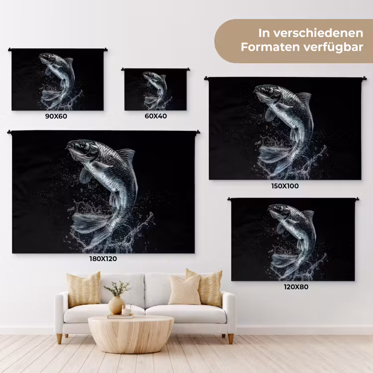 Vis - Koi - Zwart - Water Wandkleed katoen klein -tsfeer8_DE