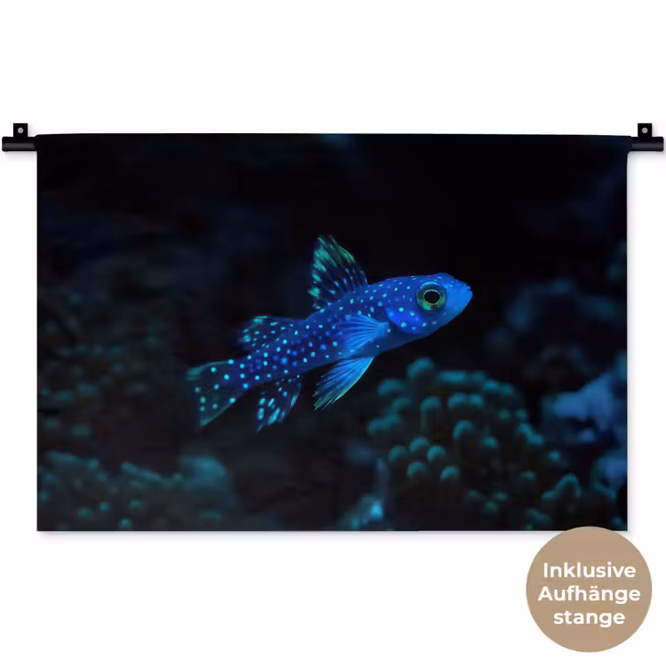 Vis - Stippen - Koraal - Blauw Wandkleed katoen klein -t3d_DE