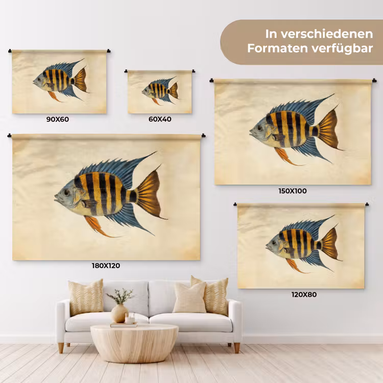 Vis - Tropisch - Strepen - Vinnen Wandkleed katoen klein -tsfeer8_DE