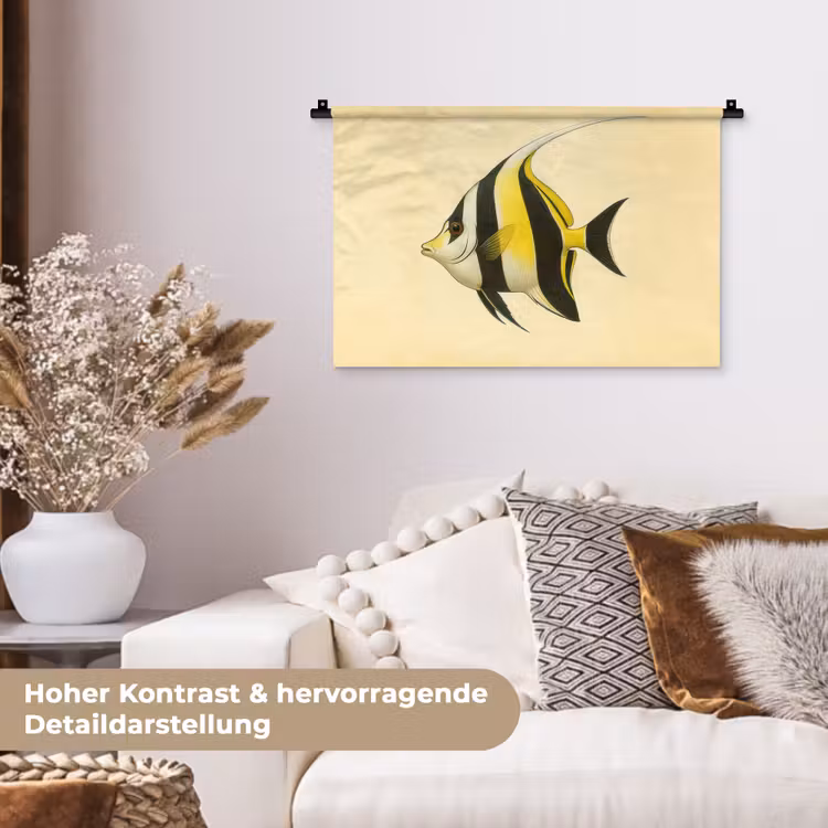 Vis - Sierlijk - Rugvin - Geel Wandkleed katoen klein -tsfeer1_DE