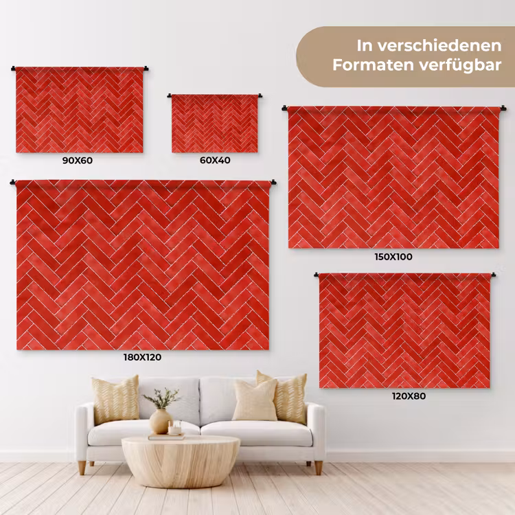 Visgraat - Tegel - Rood Wandkleed katoen klein 269 -tsfeer8_DE