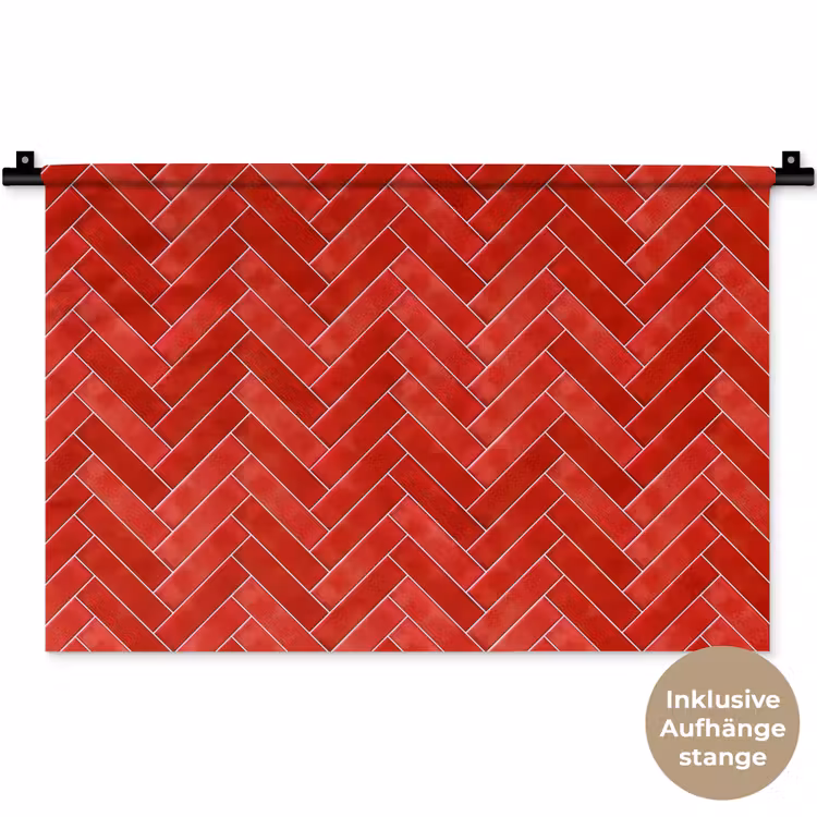 Visgraat - Tegel - Rood Wandkleed katoen klein 269 -t3d_DE