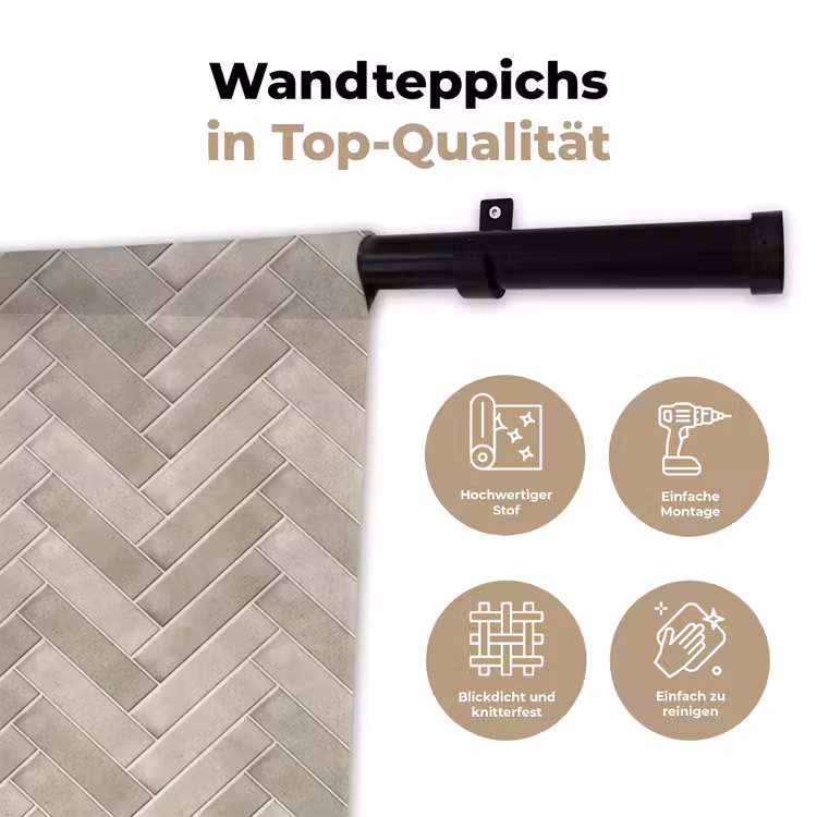 Visgraat - Wandtegel - Beige Wandkleed katoen klein 269 -tsfeer2_DE
