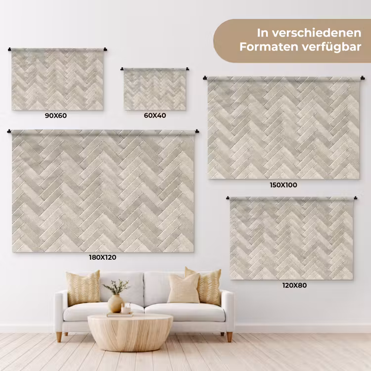 Visgraat - Wandtegel - Beige Wandkleed katoen klein 269 -tsfeer8_DE