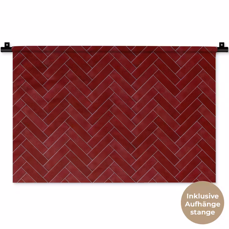 Visgraat - Wandtegel - Bordeaux - Rood Wandkleed katoen klein 269 -t3d_DE