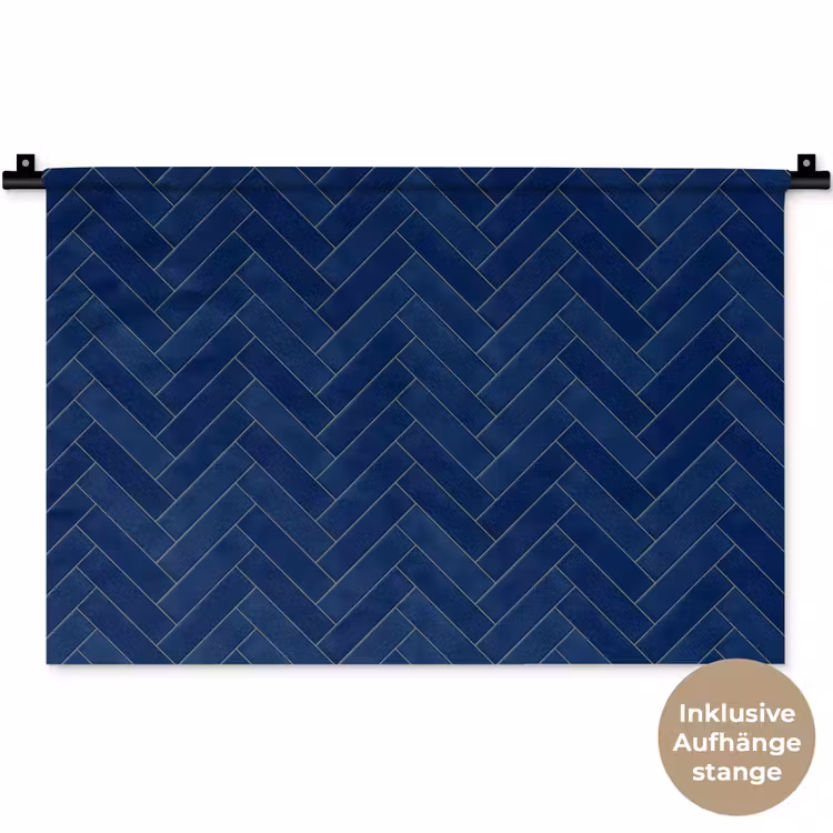 Visgraat - Wandtegel - Donkerblauw - Navy Blue Wandkleed katoen klein 269 -t3d_DE