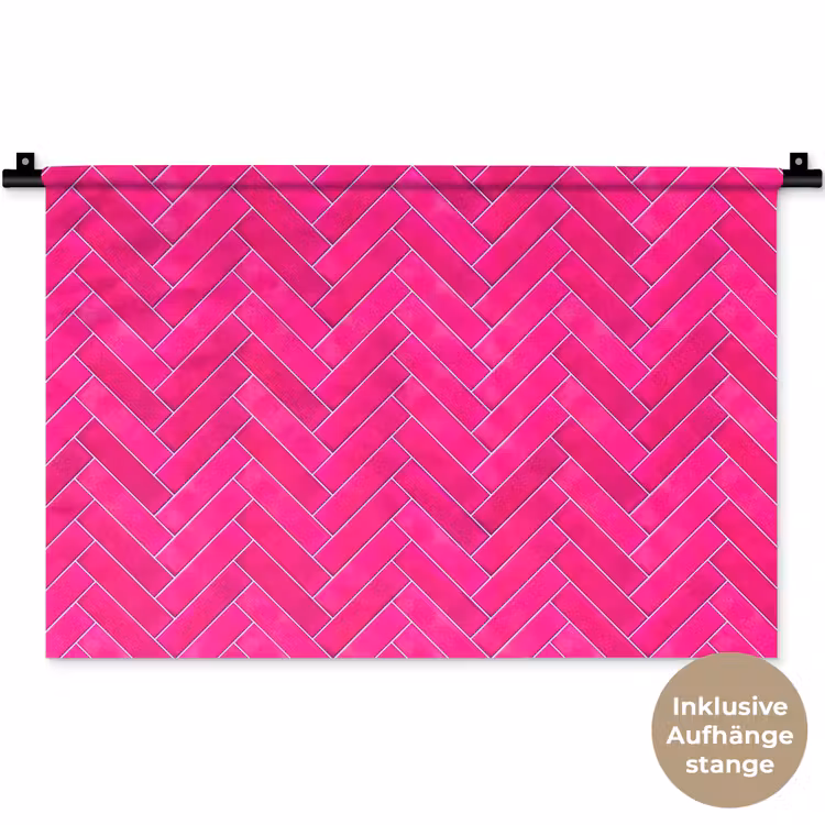 Visgraat - Wandtegel - Fuchsia - Roze Wandkleed katoen klein 269 -t3d_DE