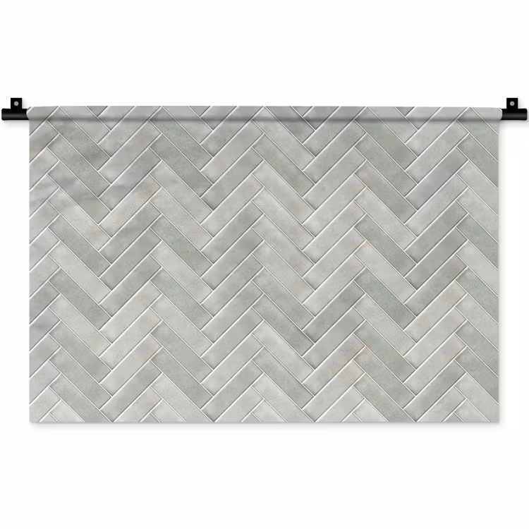 Visgraat - Wandtegel - Grijs Wandkleed katoen klein 269 -zz3d