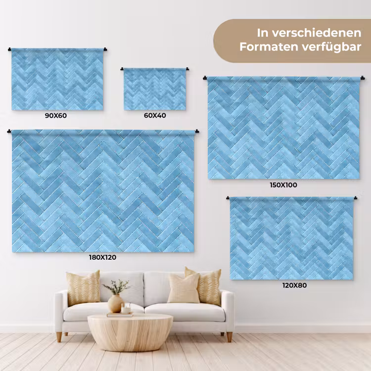 Visgraat - Wandtegel - Lichtblauw Wandkleed katoen klein 269 -tsfeer8_DE