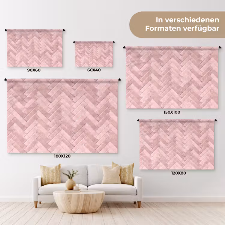 Visgraat - Wandtegel - Lichtroze Wandkleed katoen klein 269 -tsfeer8_DE