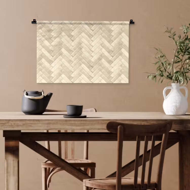 Visgraat - Wandtegel - Licht Beige Wandkleed katoen klein 269 -sfeer6