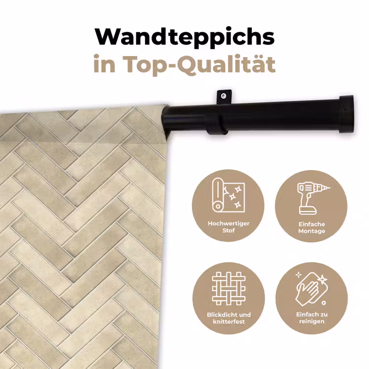 Visgraat - Wandtegel - Licht Beige Wandkleed katoen klein 269 -tsfeer2_DE