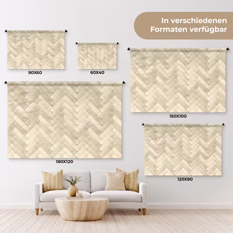 Visgraat - Wandtegel - Licht Beige Wandkleed katoen klein 269 -tsfeer8_DE