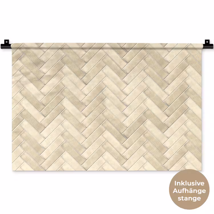 Visgraat - Wandtegel - Licht Beige Wandkleed katoen klein 269 -t3d_DE